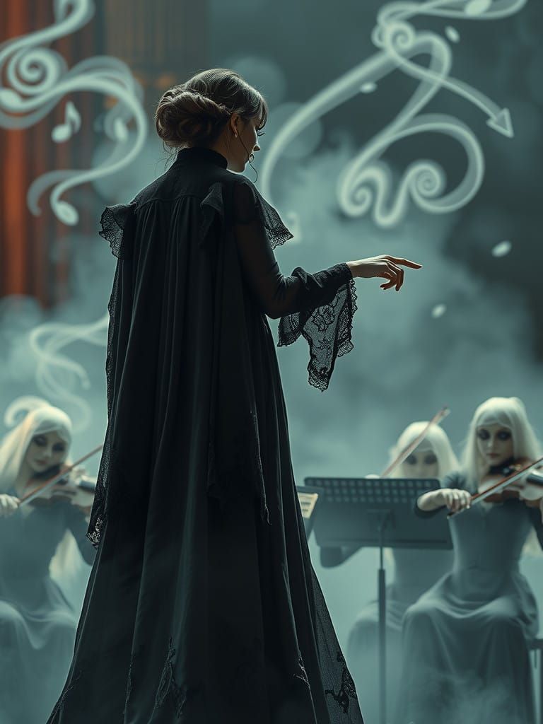 Gothic Ghost Conductor in Victorian Elegance