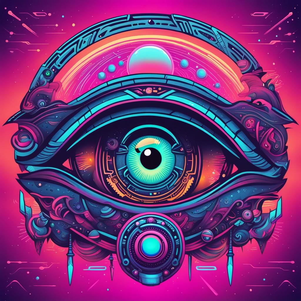 Planetary Eye with Metal and Tribal Art