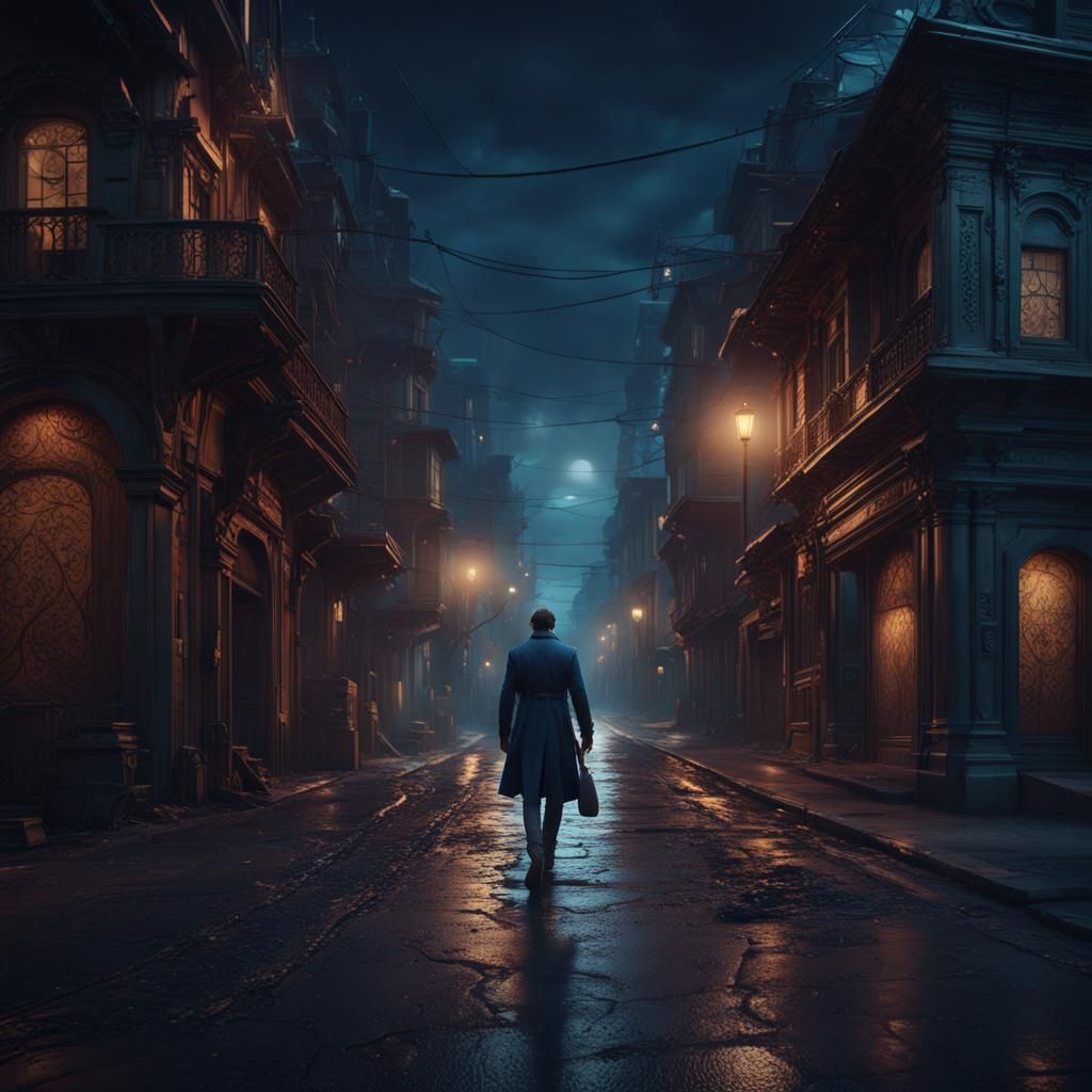 Midnight Blues: Man Walks Dark Street