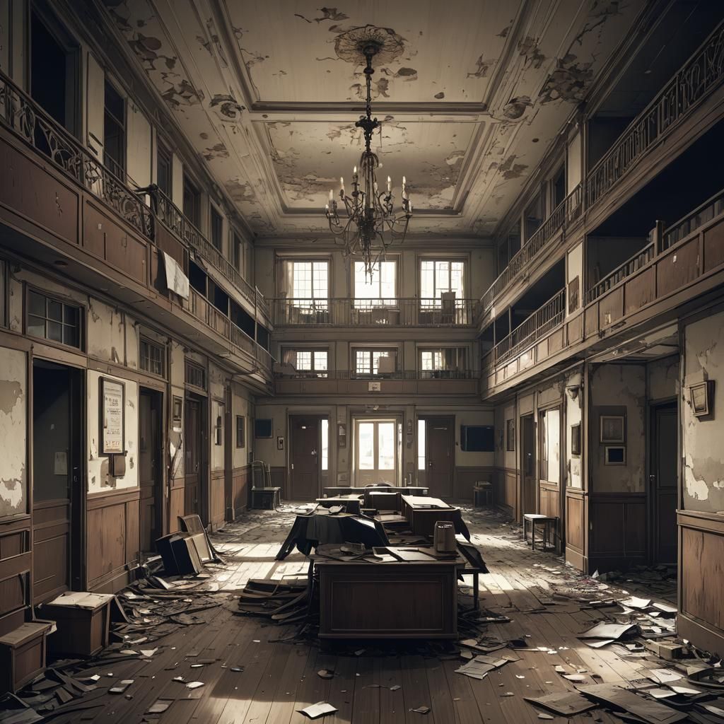 Abandoned Hotel in Anime Style