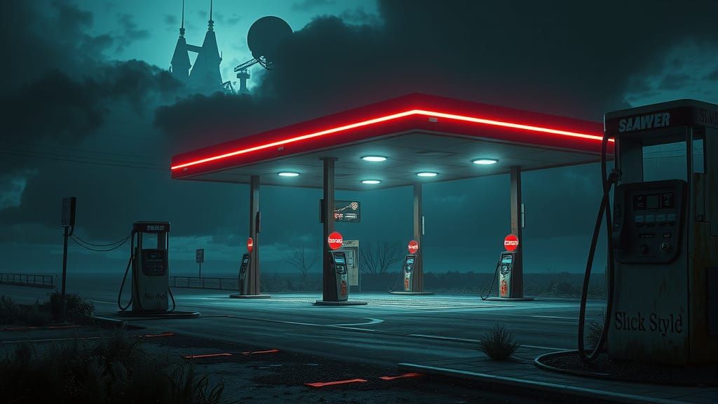 Ethereal Gas Station in a Haunted Dreamscape