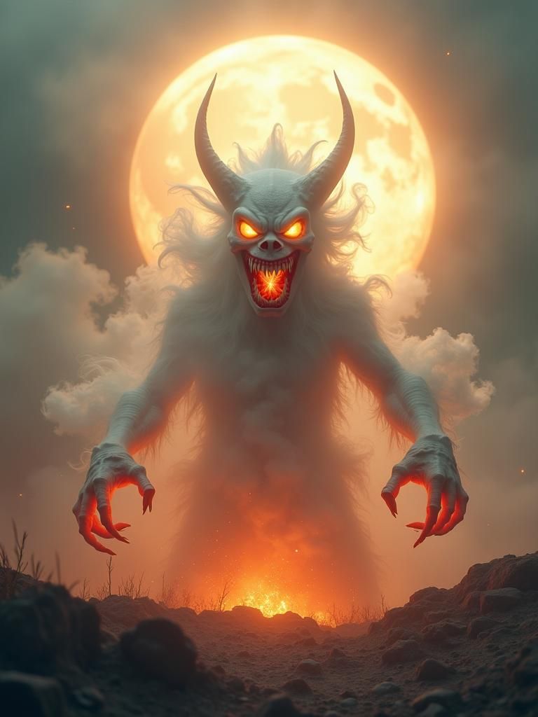 Terrifying Ghostly Figure Rises From Smoky Fire