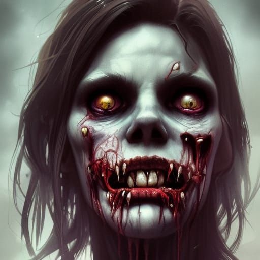 Hyperdetailed Zombie Vampire Portrait in Artgerm Style