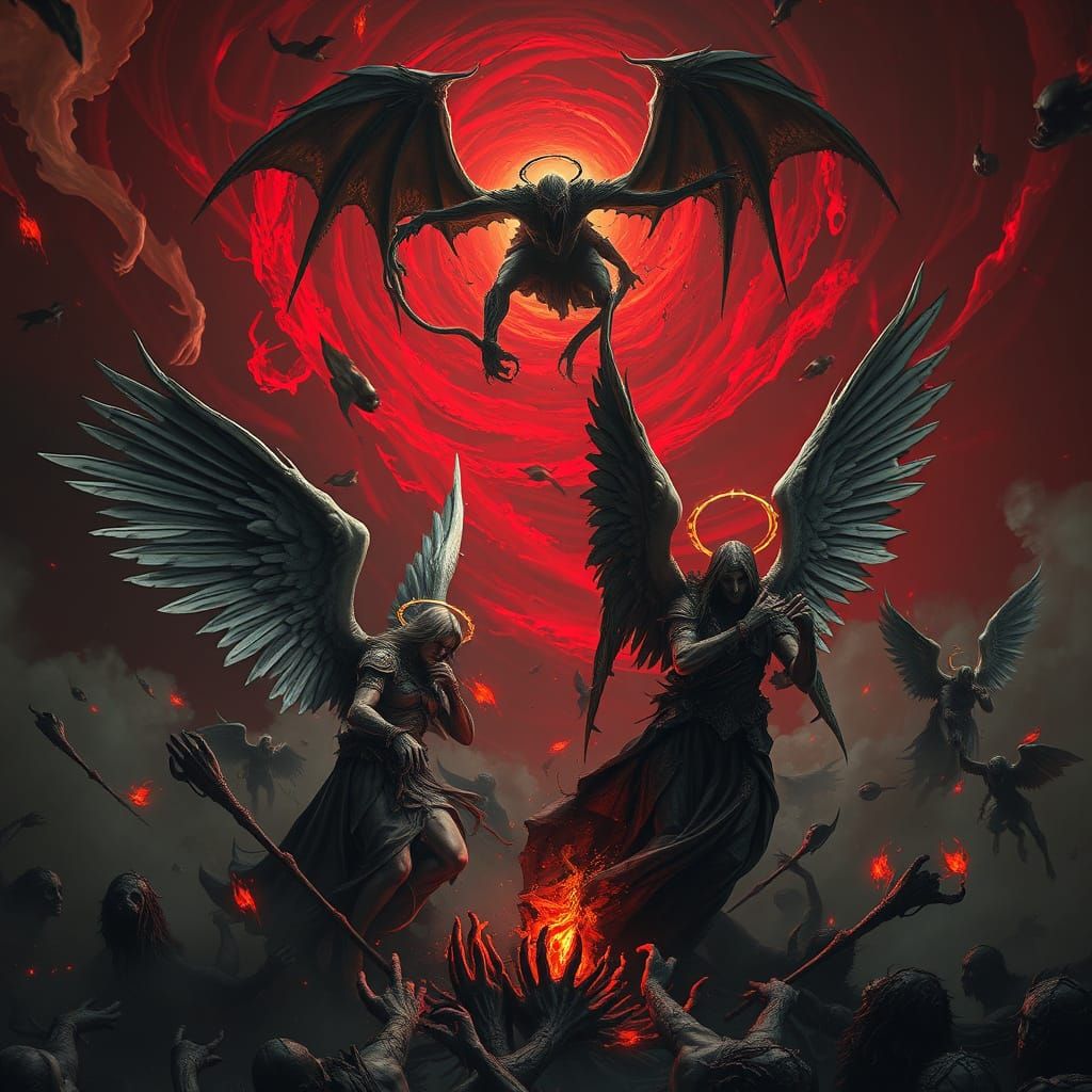 Tattered Angels Collect Fallen Spirits Amidst Dark Vortex