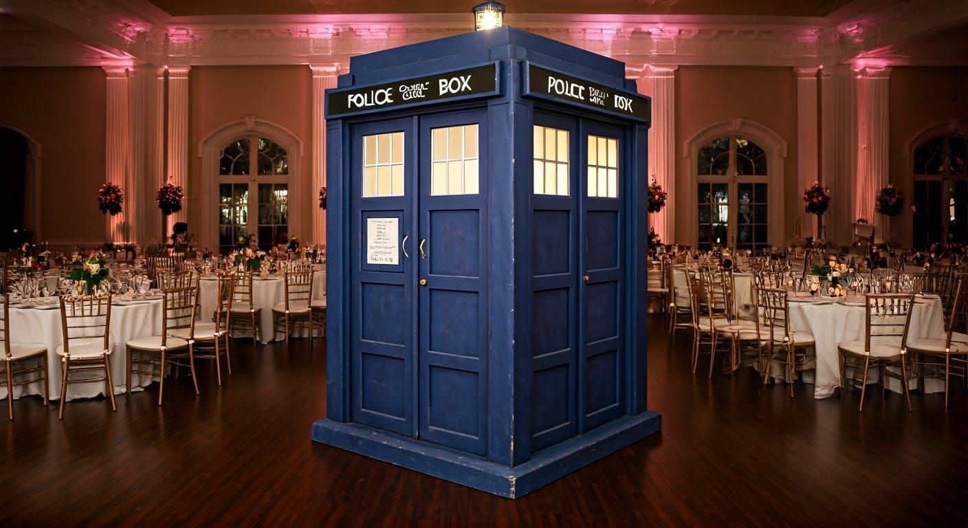 TARDIS Materializes at Indoor Wedding