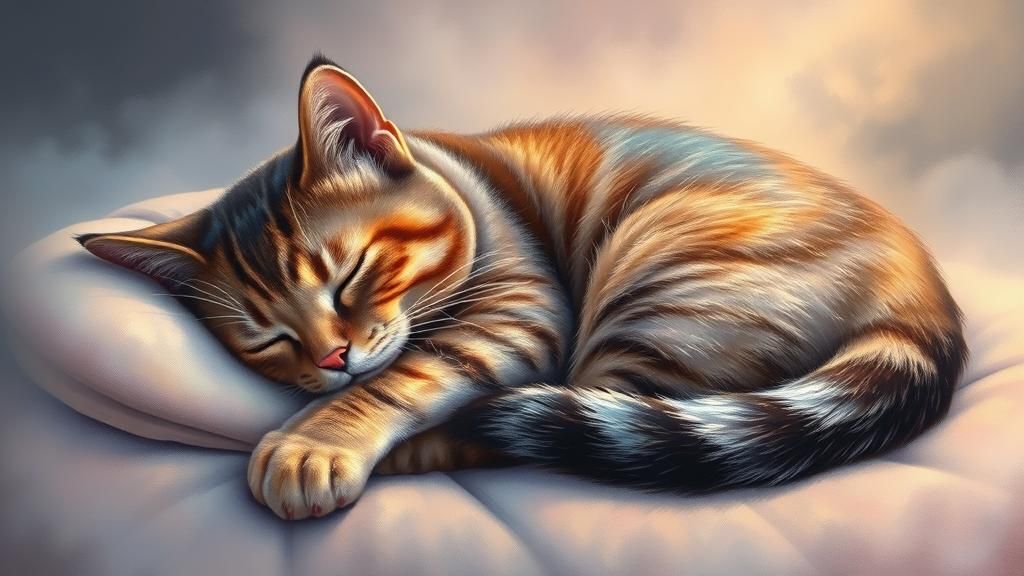 Colorful Cat Nap: A Dreamlike Fantasy Portrait