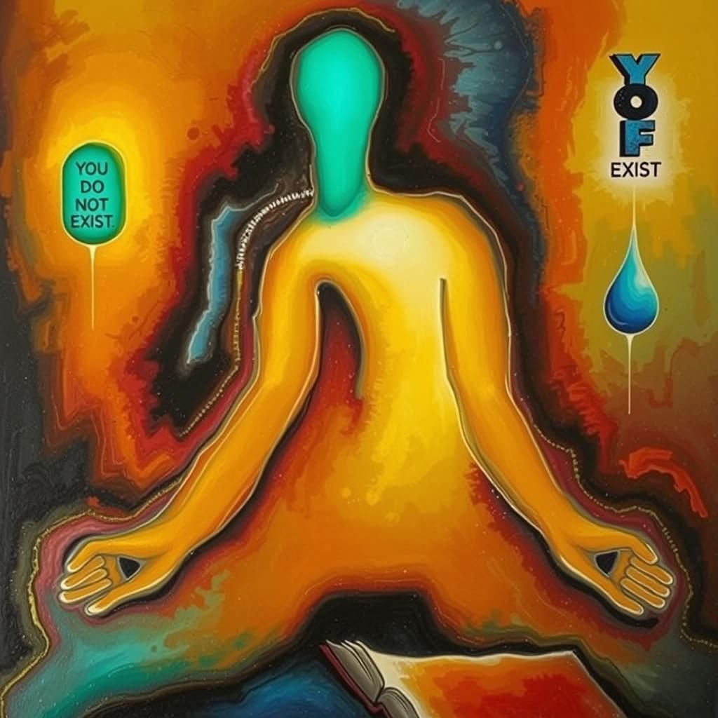 Abstract Figure with Book and Graffiti in Rothko Style