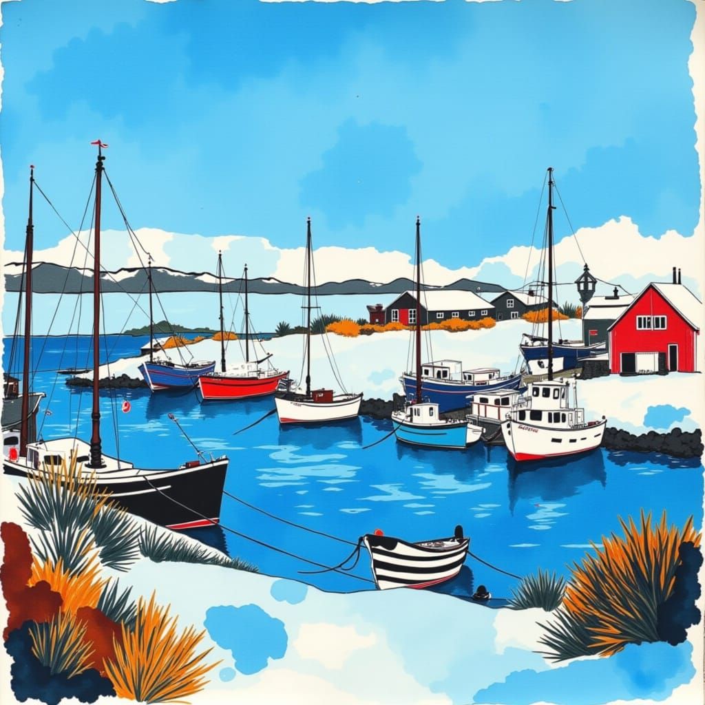 Picturesque Greenland Fishing Village Under Azure Skies