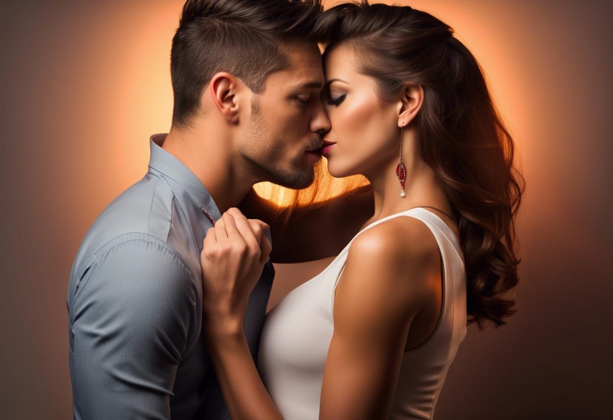 Passionate Couple Kissing Portrait for Book Cover