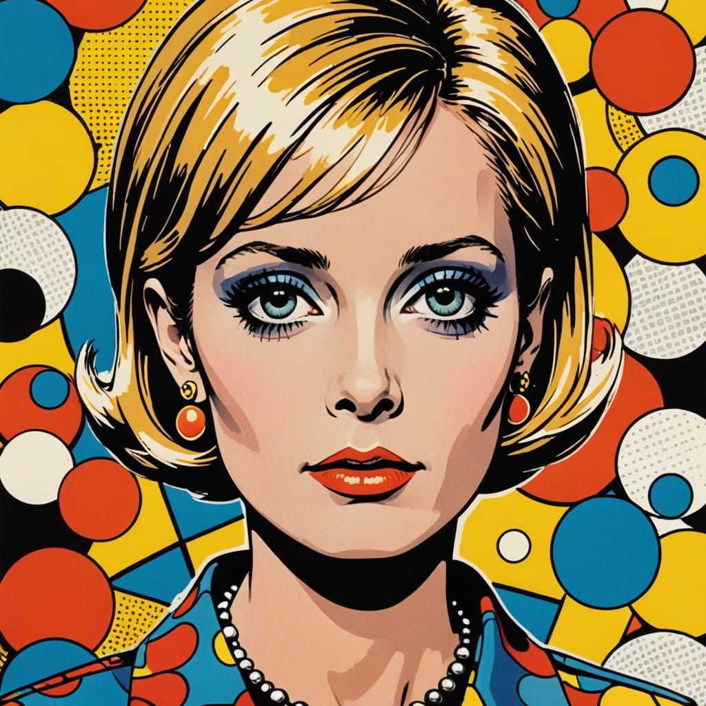 Vintage Pop Art Portrait in Bold Primary Colours