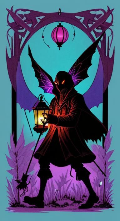 Isometric Mothman Cryptid Tarot Illustration