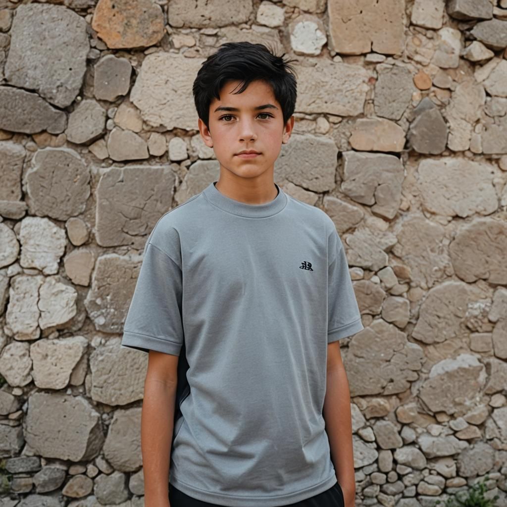 Realistic Portrait of a Boy in Village Street