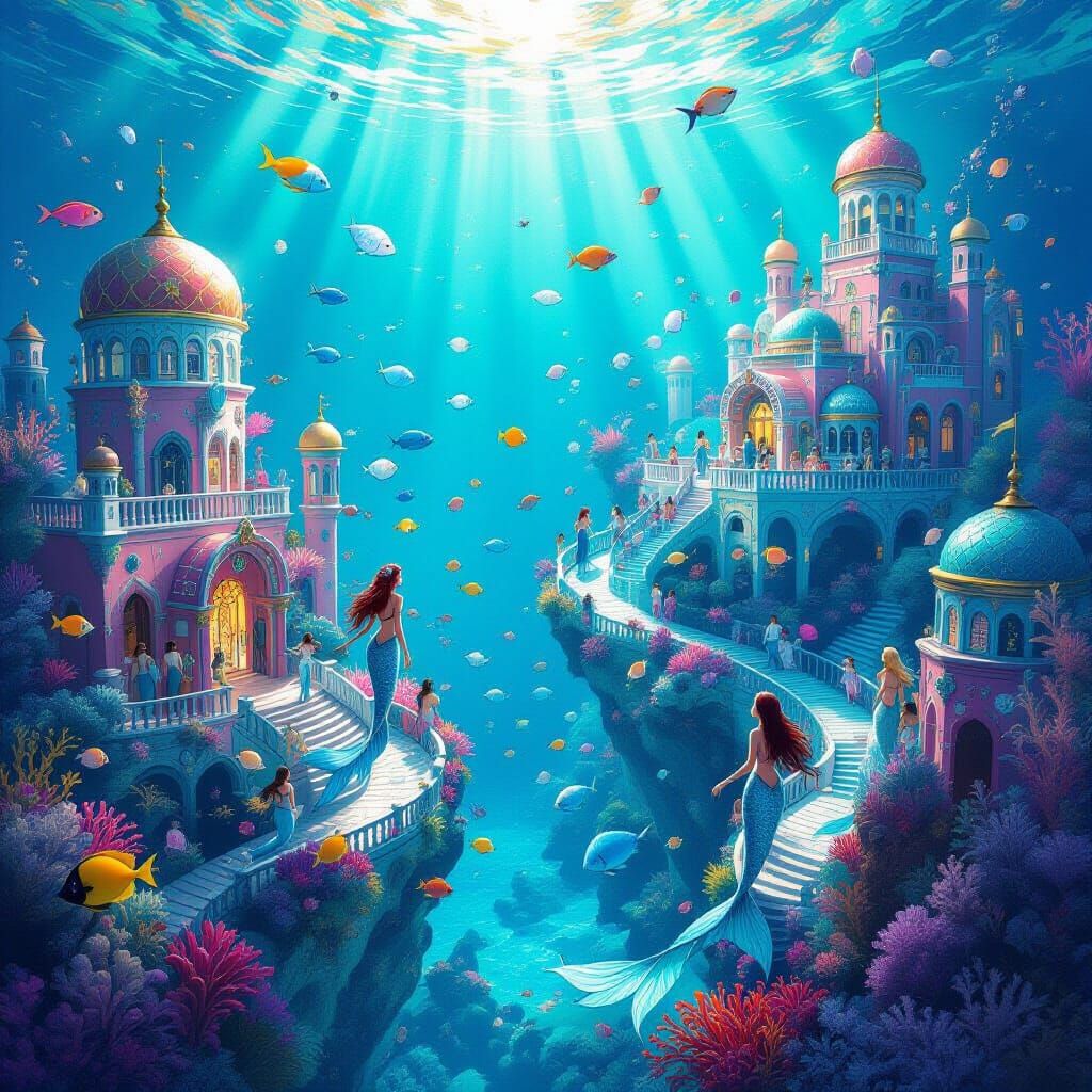 Mermaid City Bird's Eye View in Concept Art Style