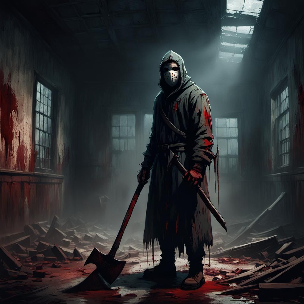 Ominous Masked Figure in Dark Fantasy Illustration
