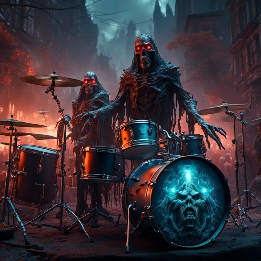 Zombie Rock Band Concert in Heavy Metal Style