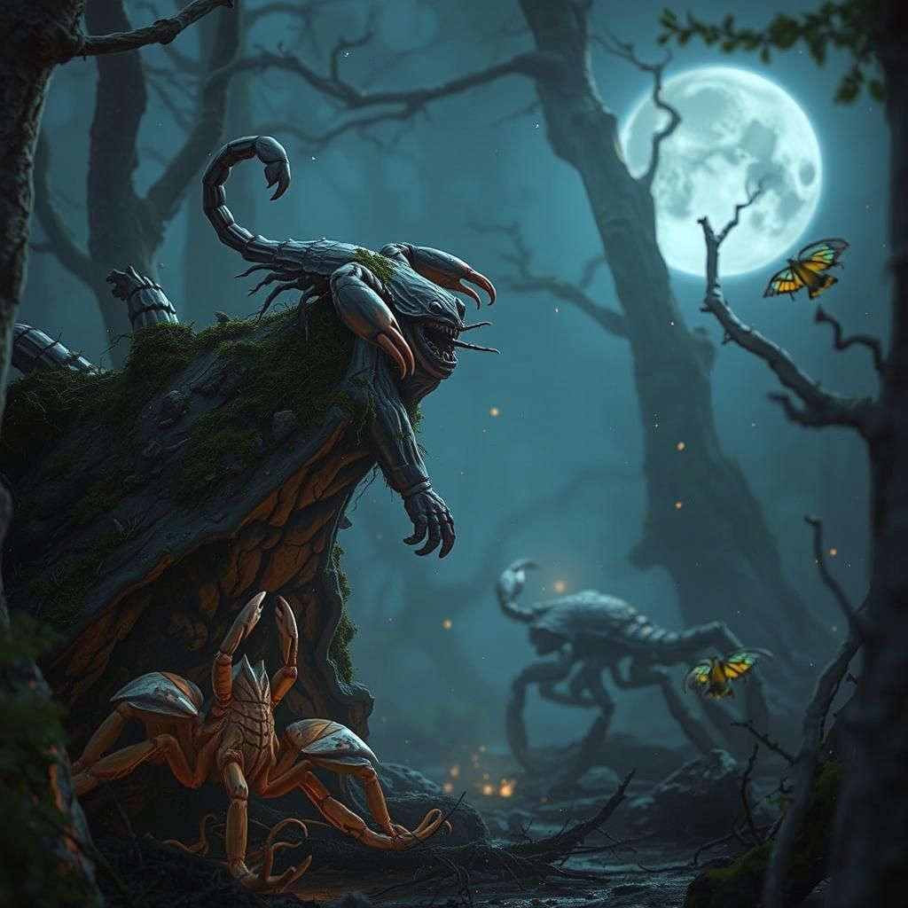 Scorpion Battle in Gritty Street Art Style