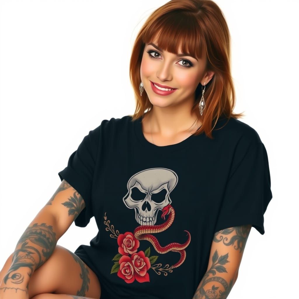 Confident Tattooed Woman in Elegant Black