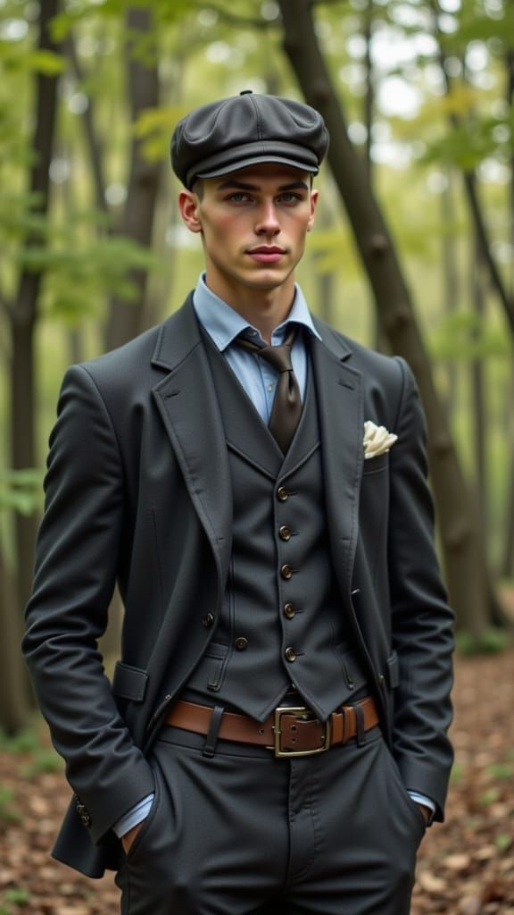 Muscular Young Man in 1920s Wedding Attire