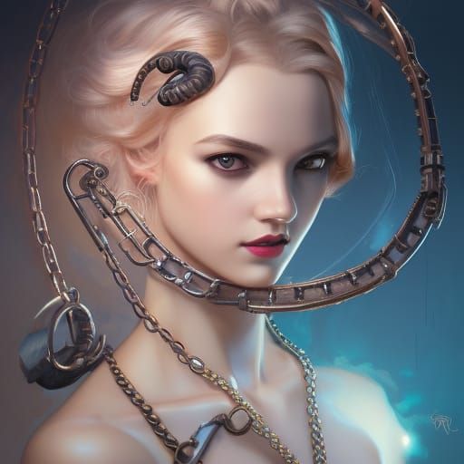 Steampunk Surreal Girl Portrait with Tentacles