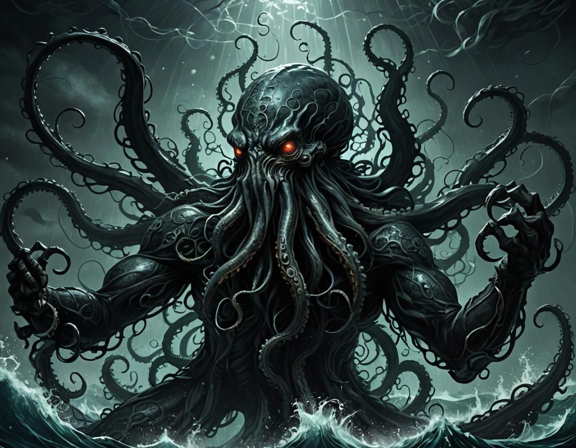 Venom Symbiote Kraken in Dark Ocean Abyss