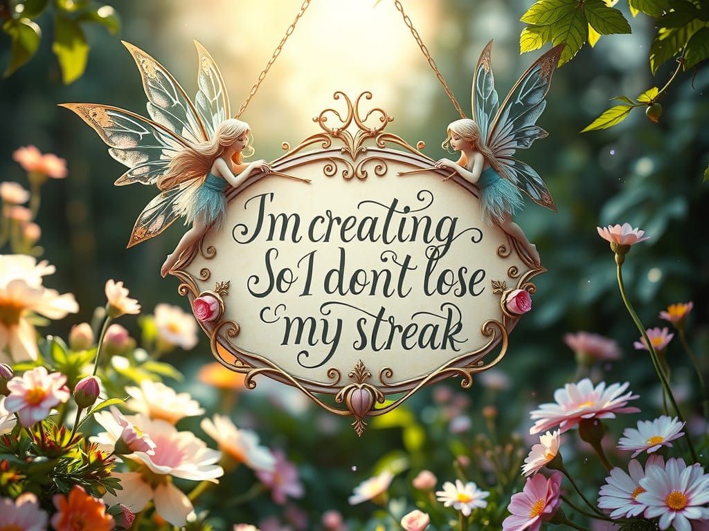 Whimsical Fairies Hold Mystical Sign in Ethereal Garden