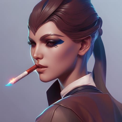 Detailed Portrait of Girls Smoking, Hyperdetailed Art