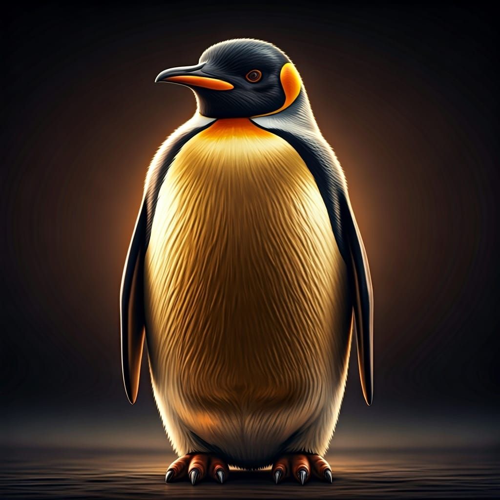 Bejeweled Penguin Statue in Winter Town Square