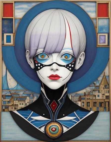 Cybernetic Pierrot Double Exposure Collage