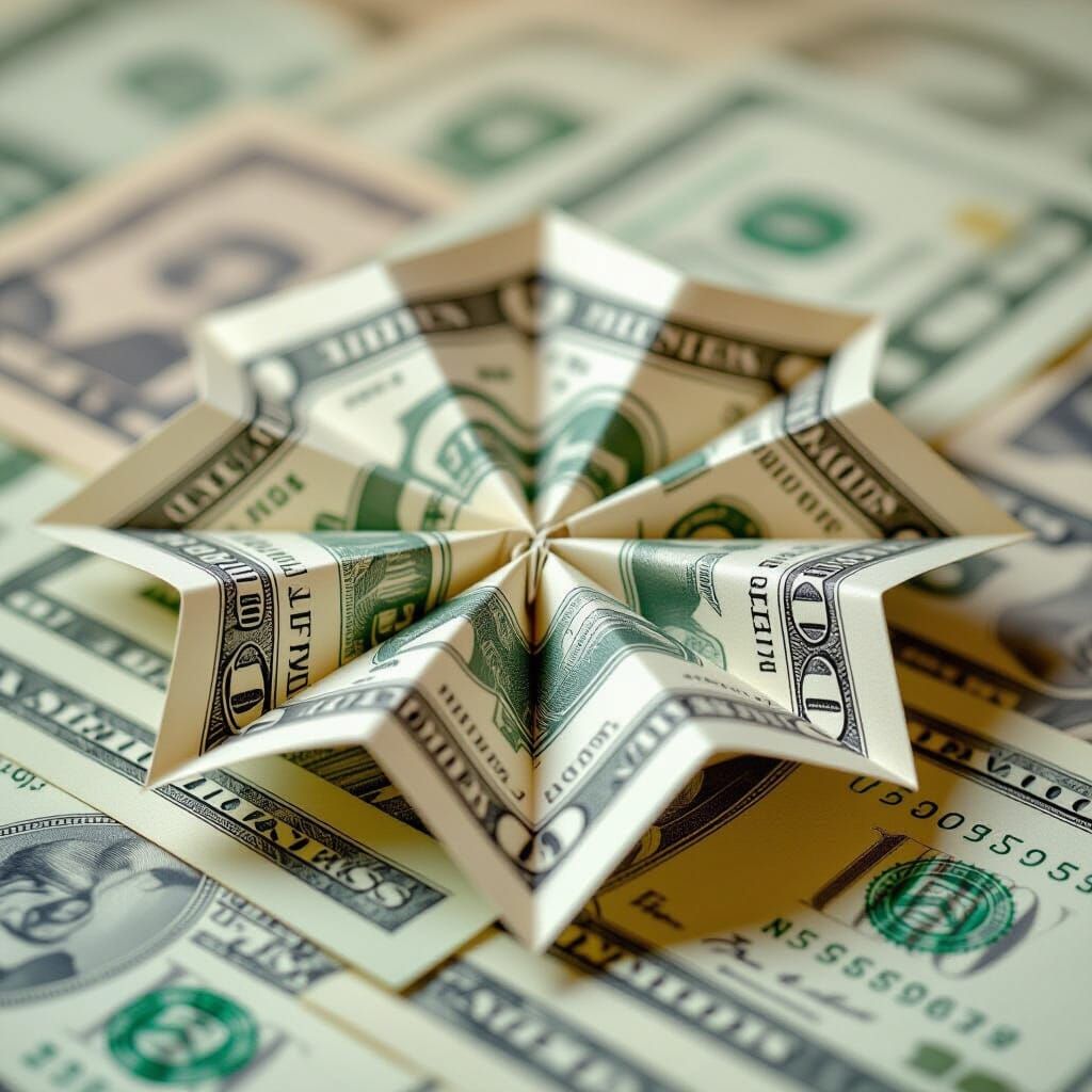 Origami US Dollar Art with Vibrant Geometric Patterns