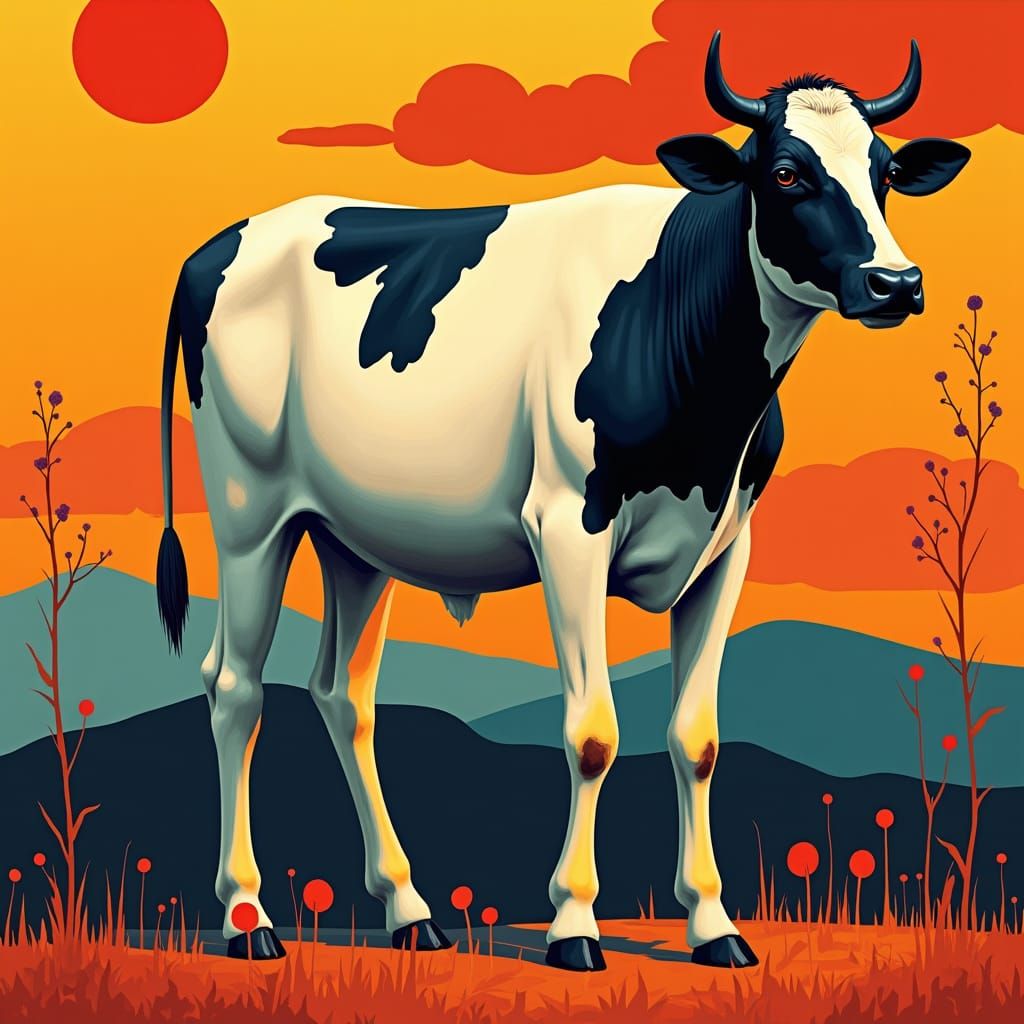 Abstract Man-Cow: Expressionist Digital Art