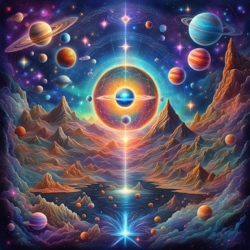 Holographic Astral Cosmic Illustration by Pablo Amaringo