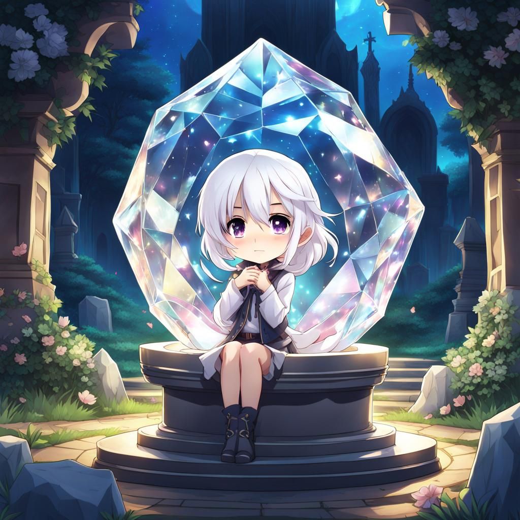 Chibi Girl in Crystal Anime Style