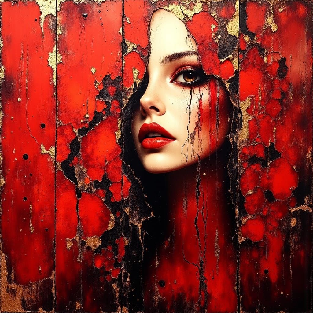 Red Gold Leaf Morbid Art