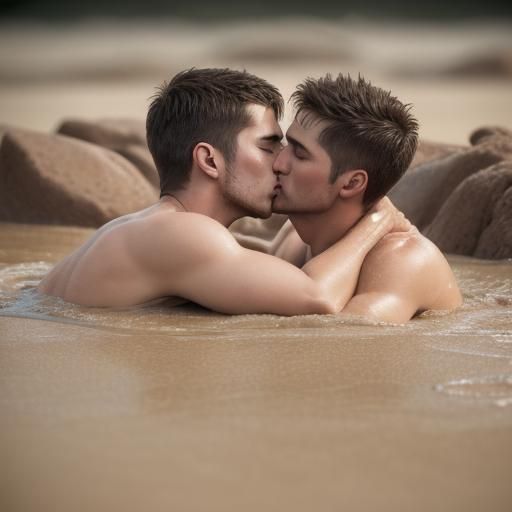 Men Kissing in Quicksand: Professional Photography