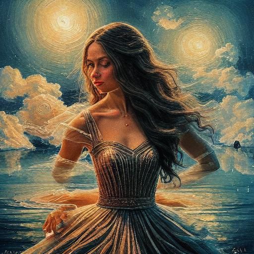 Romantic Woman's Touch: Surreal Oil Painting