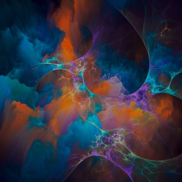 Interdependent Universe: Abstract Art in Complementary Color...