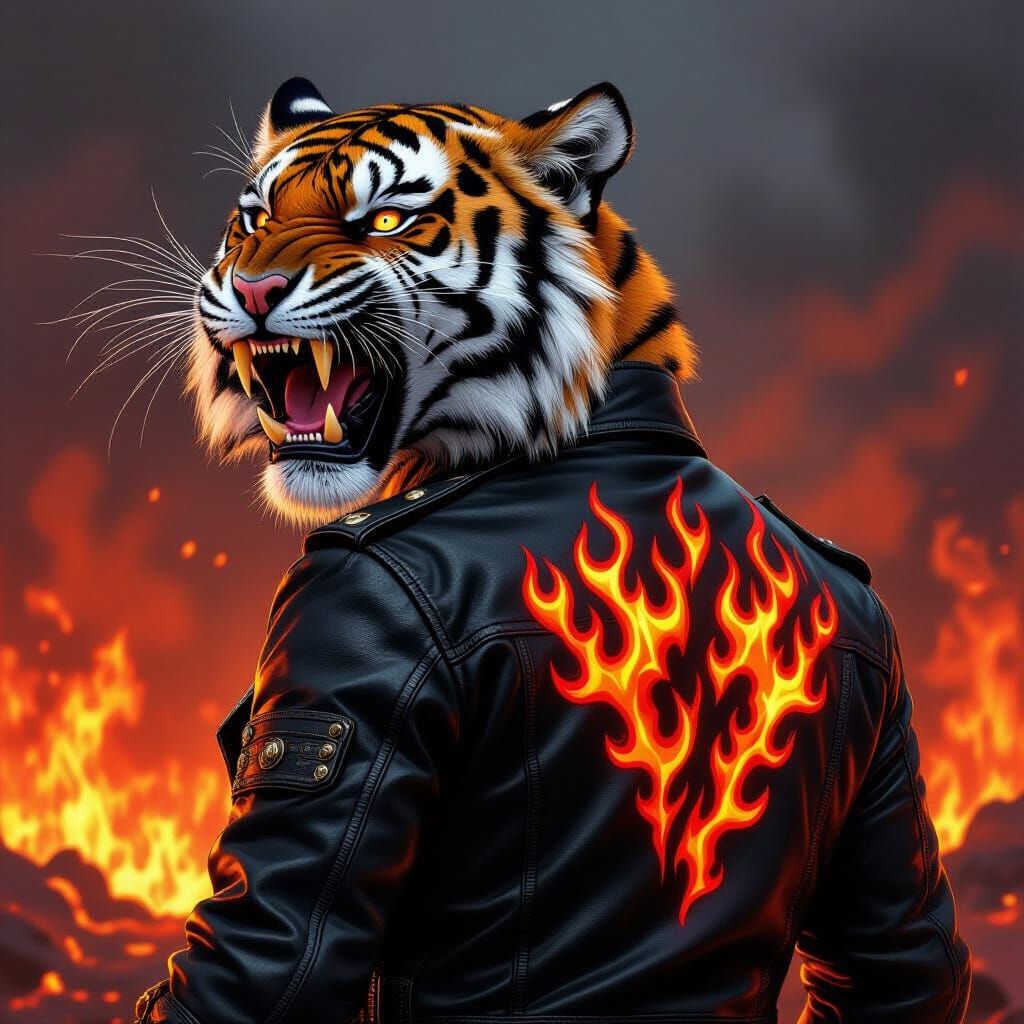 Fierce Devil Tiger in Fiery Hellscape