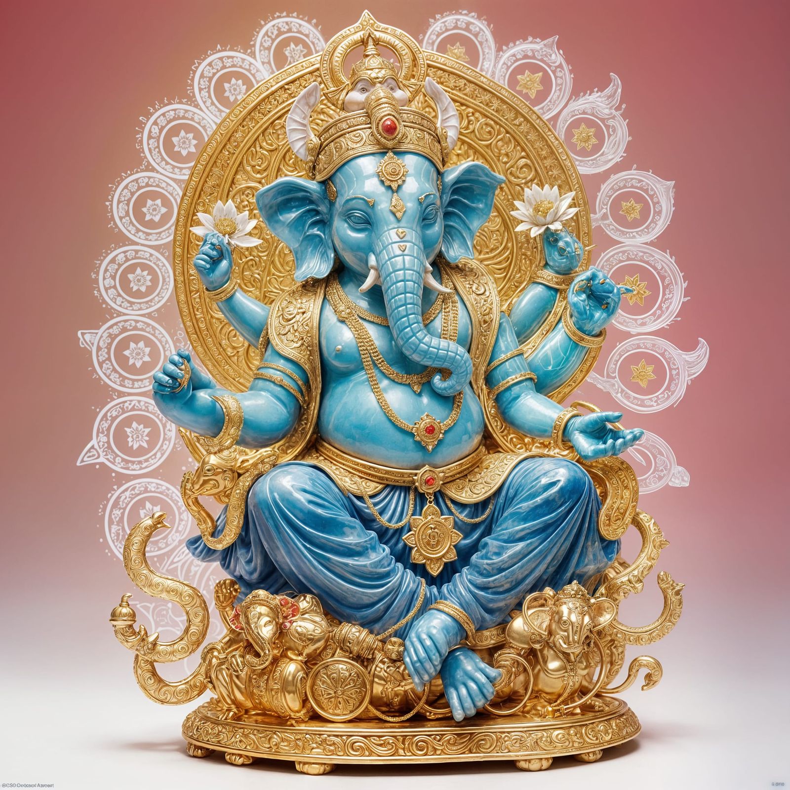 Crystal Ganesha Sculpture in Digital Art Style