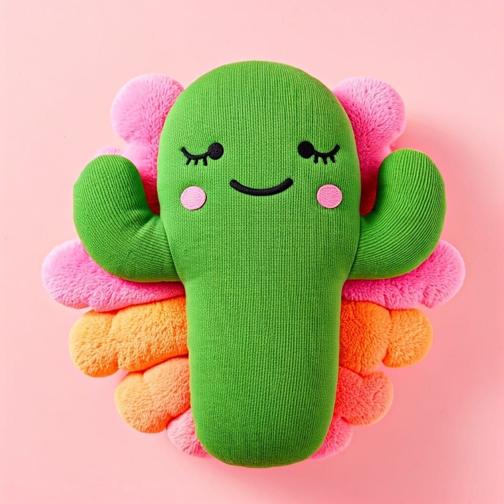 Vibrant Fabric Cactus in Whimsical Art Style