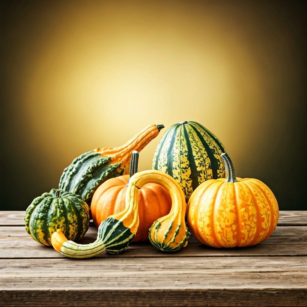 Autumnal Gourds Still Life in Naturalist Style