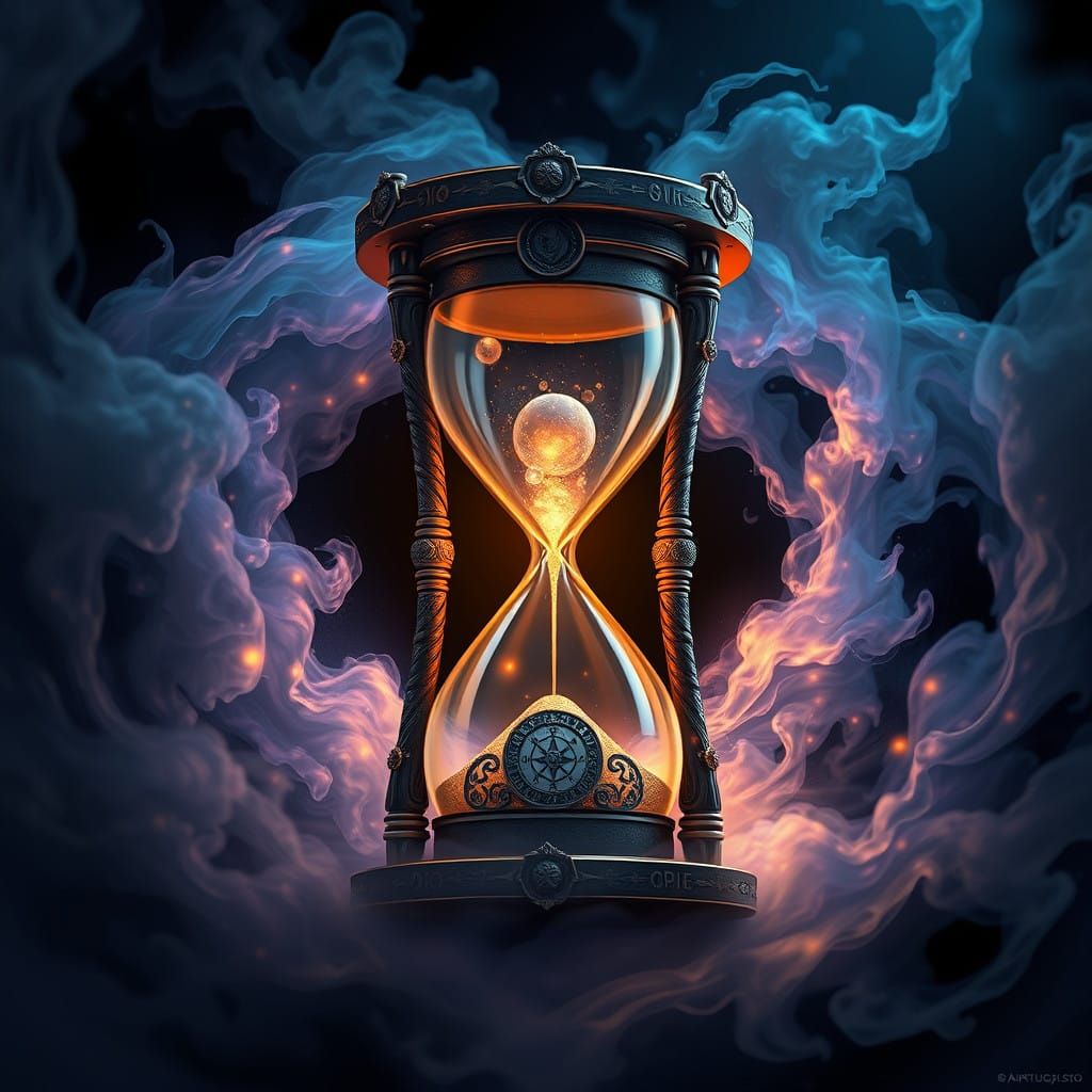 Mystical Hourglass in a Vortex of Wonder