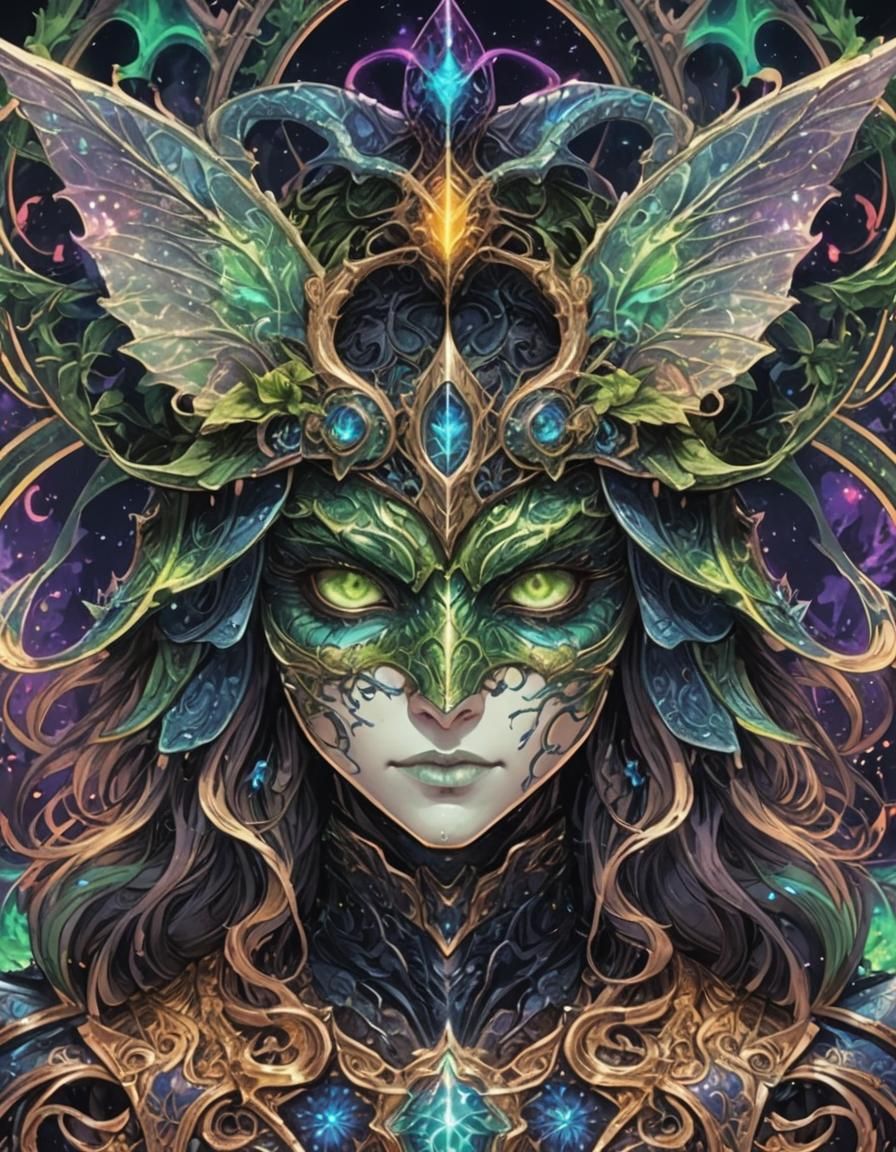 Epic Fantasy Wizard Knight in Cosmic Steampunk City