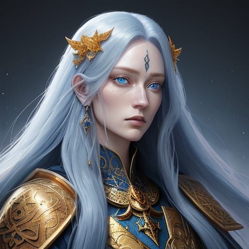 Ethereal Sorceress in Opulent Embroidered Robes