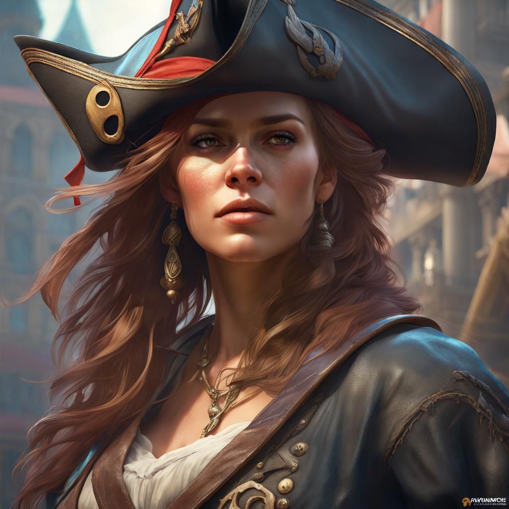 Undercover Pirate Portrait in Art Nouveau Style