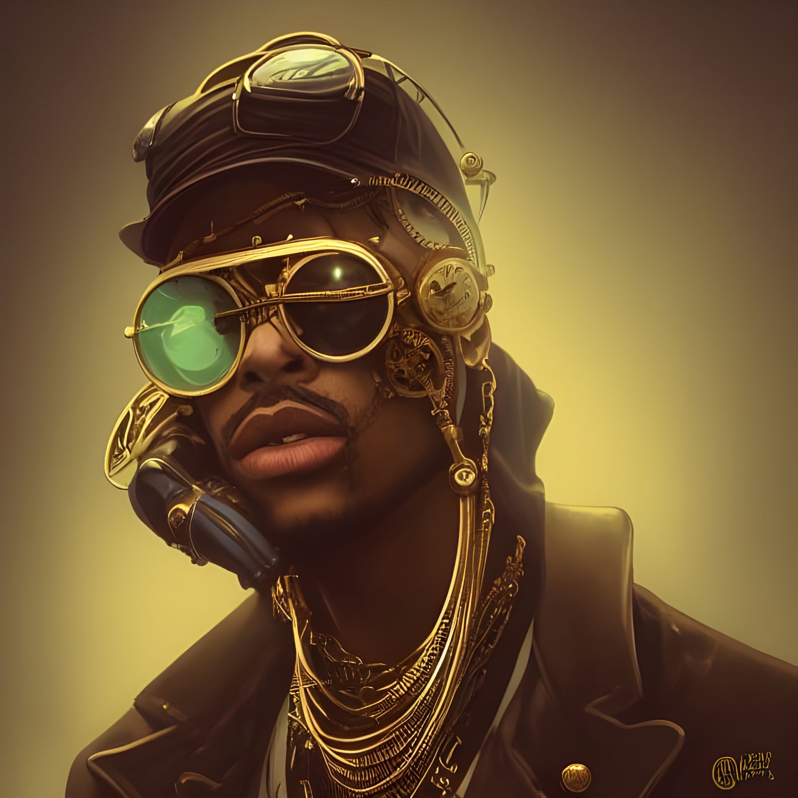 Steampunk Hip Hop Rapper Portrait in Digital Art Style