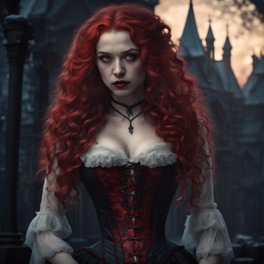 Victorian Gothic Vampire Portrait in Matte Painting Style