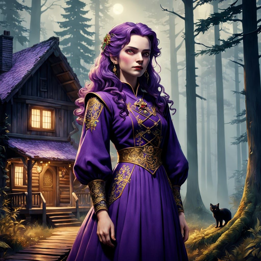 Mystical Witcher Woman in 1940s-Inspired Japanese Manga Styl...