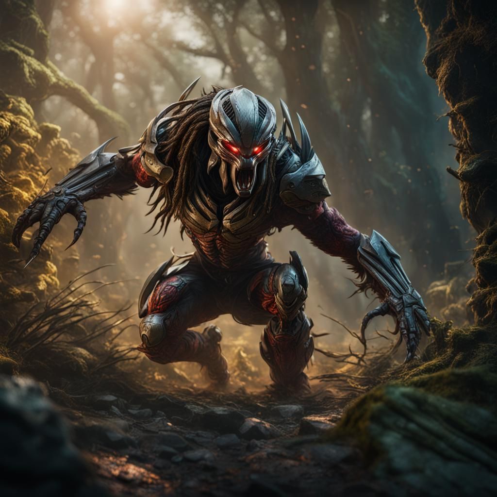 Predator Claws at Prey in Detailed Matte Painting