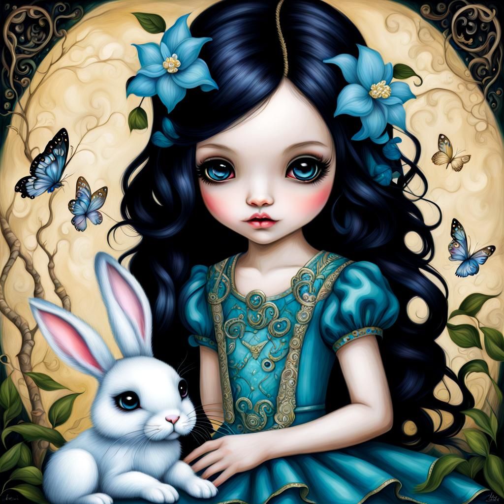 Whimsical Rabbit Portrait in Fantasy Art Style