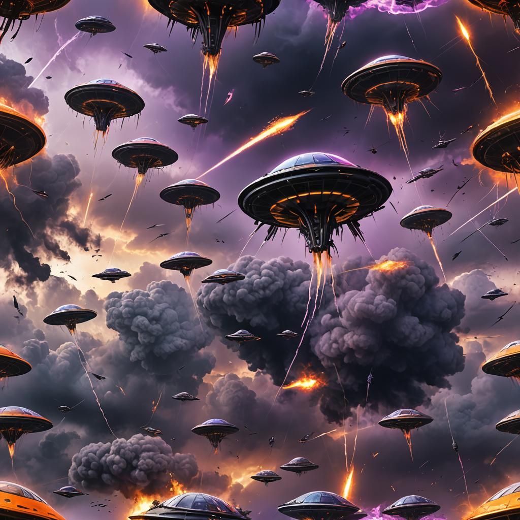 UFOs Clash in Apocalyptic Digital Art